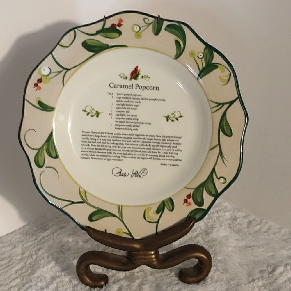 Paula Deen Home For The Holidays "Caramel Popcorn" Recipe Plate